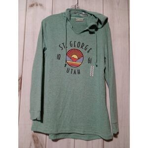 St George Utah Shirt Ladies Extra Large Green Hooded Light Weight Soft